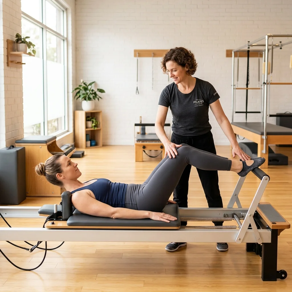 Aula de Pilates em ambiente premium